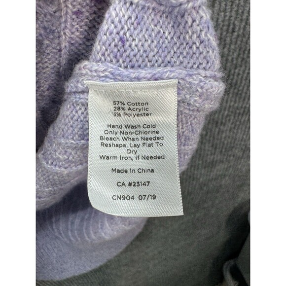 Talbots Cable Knit Tweed Sweater Top Womens 2X Soft Purple Button Cuff Crewneck - Picture 5 of 8